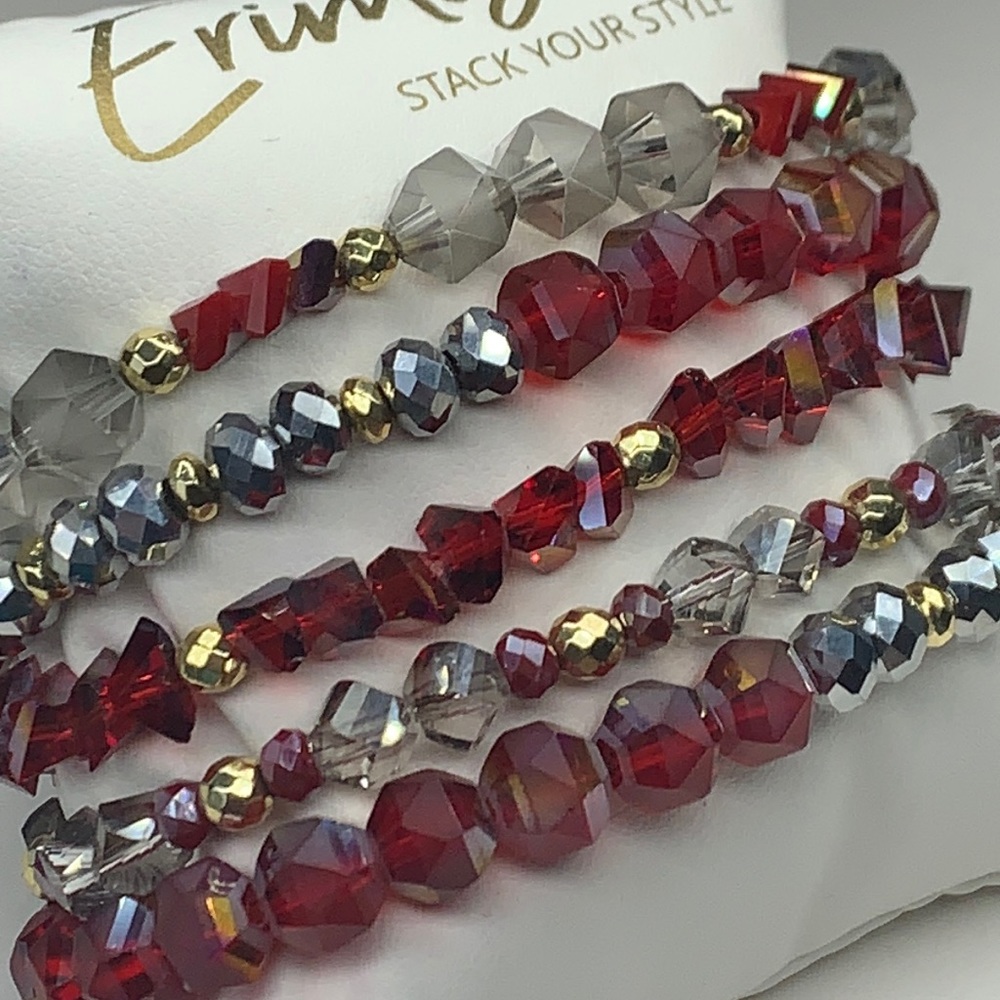 Euc Erimish Garnet Crush Stack 5 Stretch Bracelet… - image 2